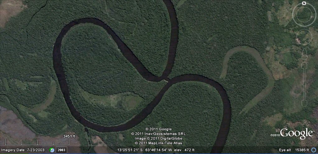 artificial canal linking river bends rio baures