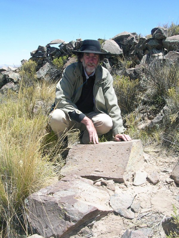 Jim Allen with white stone Pampa Aullagas