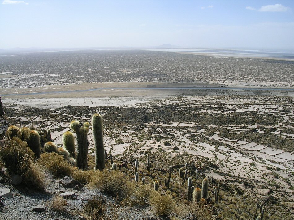 view from Atlantis Pampa Aullagas towards Lake Poopo